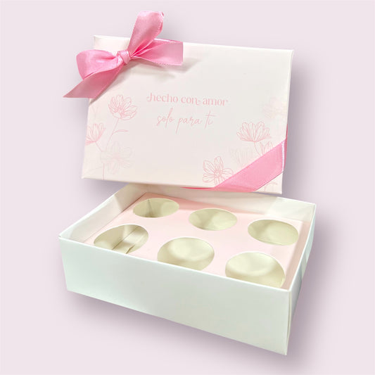 Caja 12x8.5x3.5cm p/ 6 Bombones “Hecho con amor”