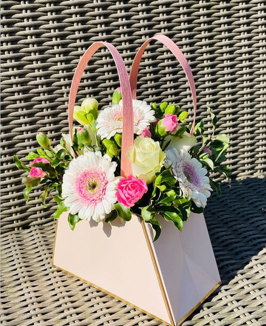 BOLSA COREANA ROSA CON DORADO 21x10x29cm - CNBAG2.1