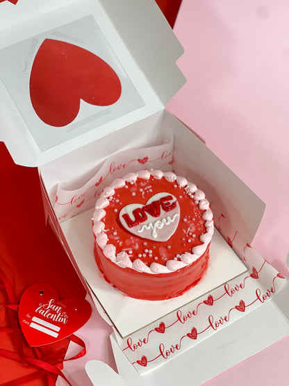 Caja 16x16x10cm c/ visor de corazón Rosa
