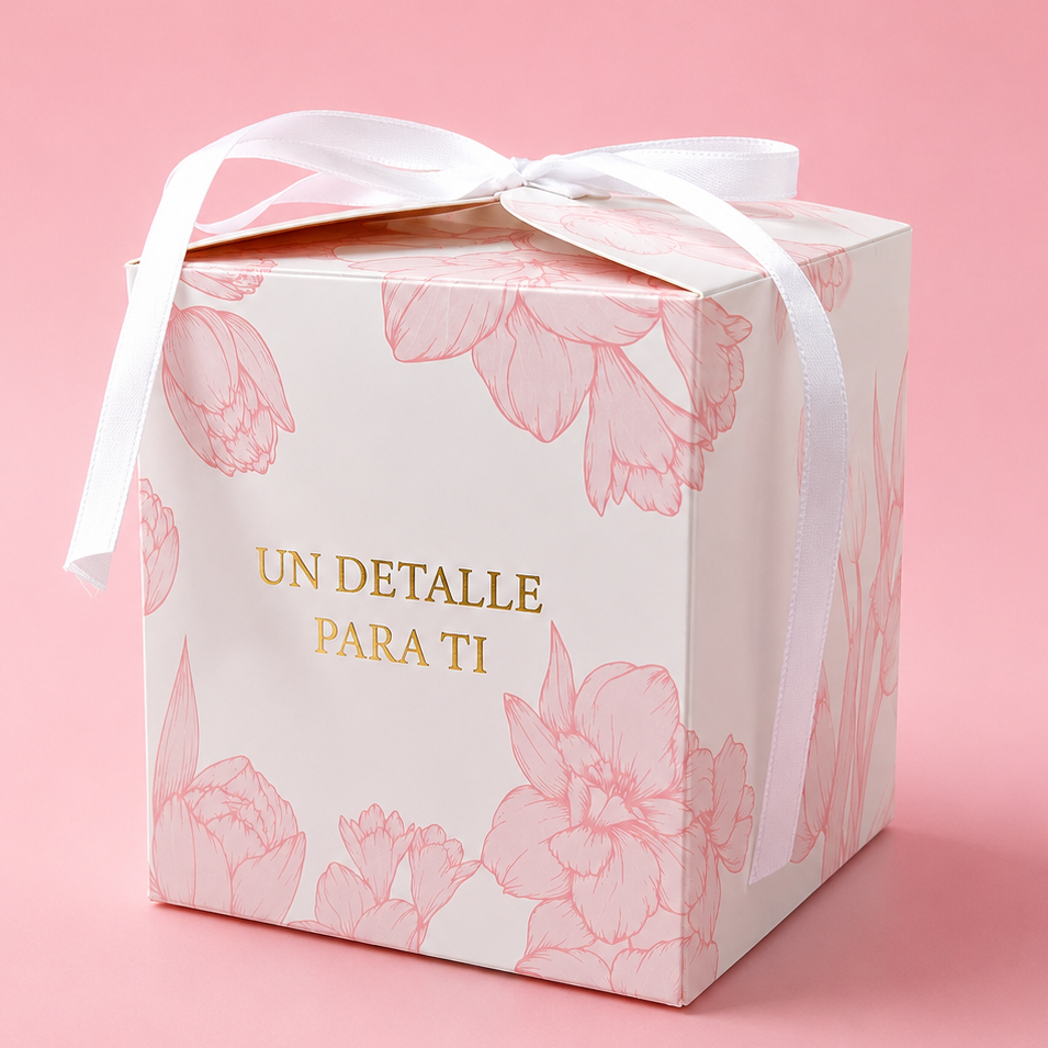 CAJA 9X9X9CM FLORAL - ROSA