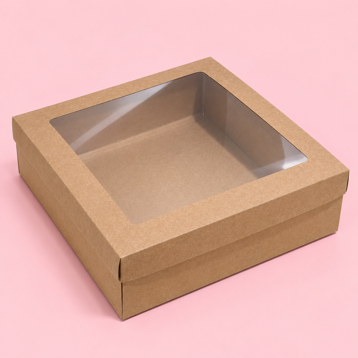 Caja 30x30x9cm Doble Pared Kraft con visor - 639678