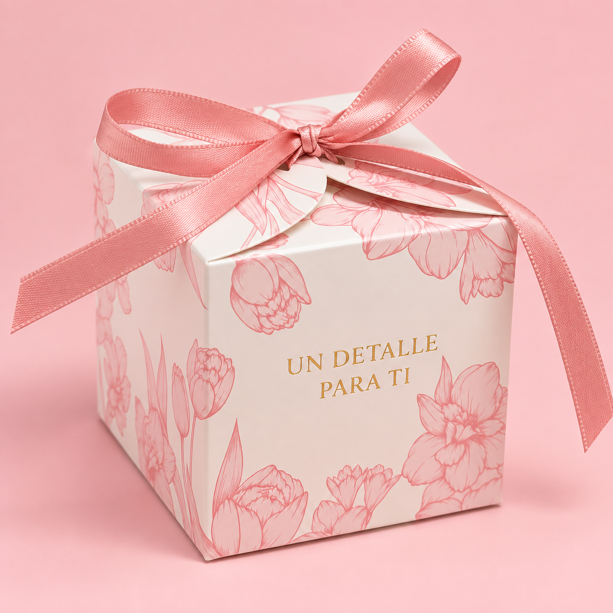 CAJA 7X7X7CM FLORAL ROSA
