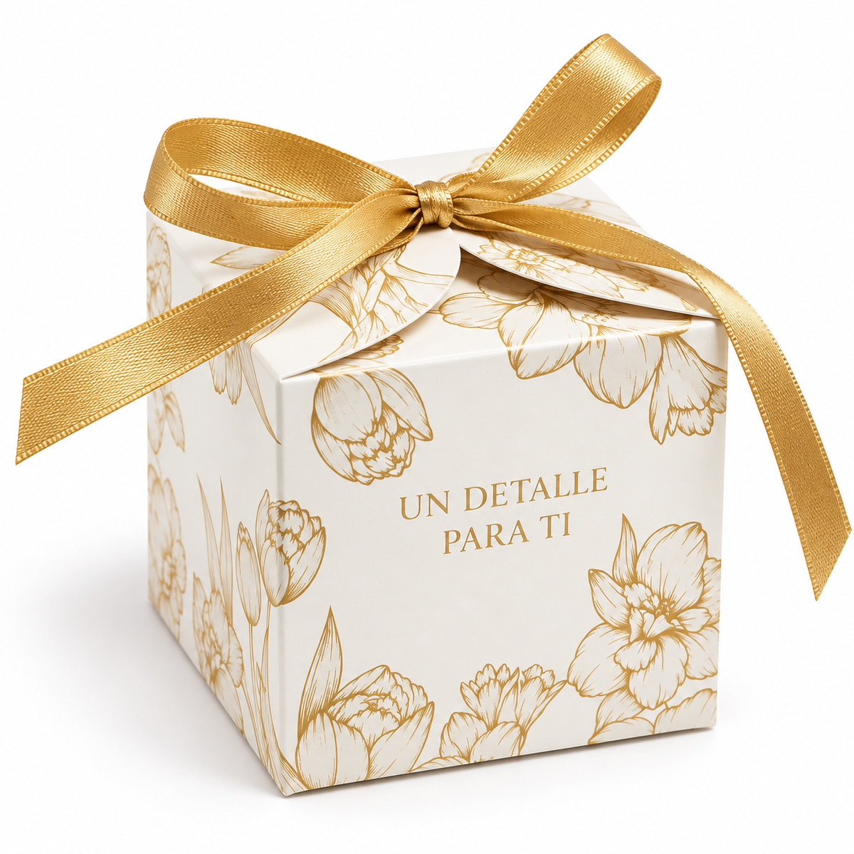 CAJA 7X7X7CM FLORAL DORADO