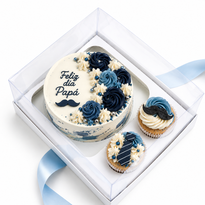 Caja 23x18x7cm Mini torta + 2 cupcakes