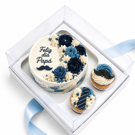 Caja 23x18x7cm Mini torta + 2 cupcakes