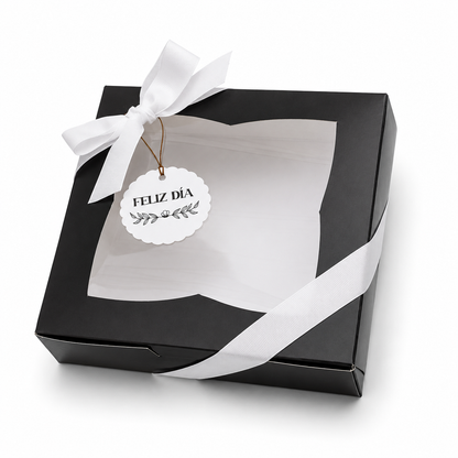 Caja 22x22x7cm negro con visor - 641816