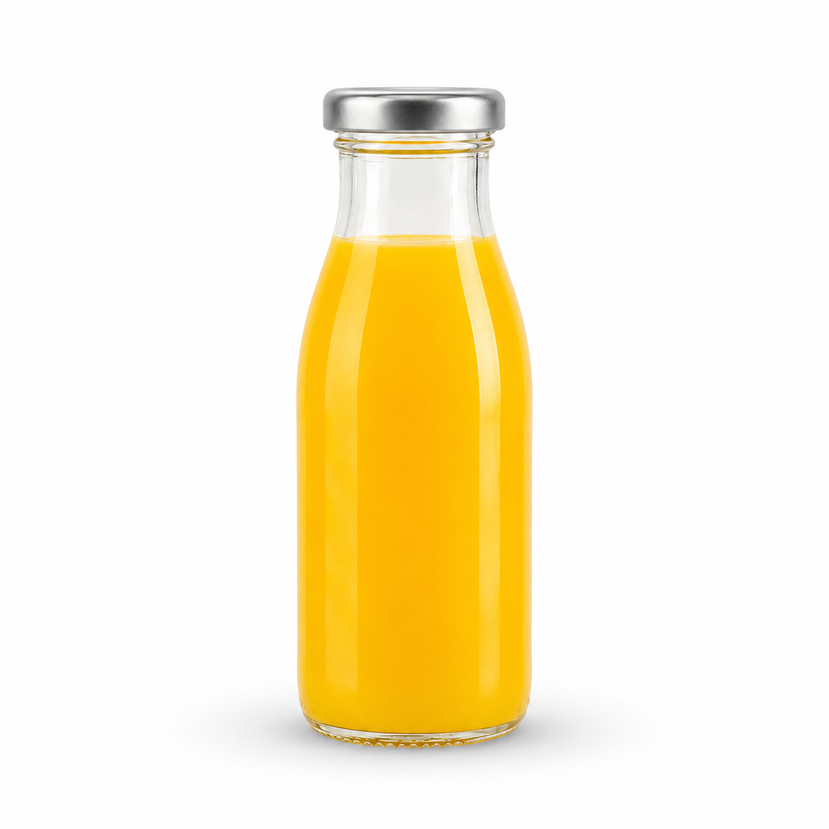 BOTELLA DE VIDRIO TAPA PLATA 250ML