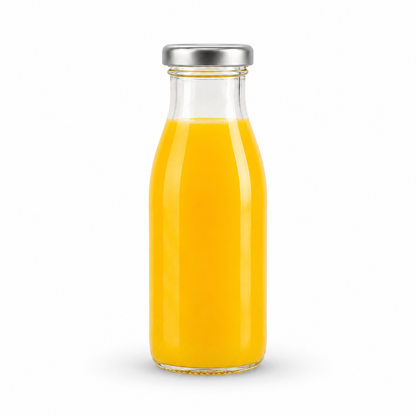 BOTELLA DE VIDRIO TAPA PLATA 250ML