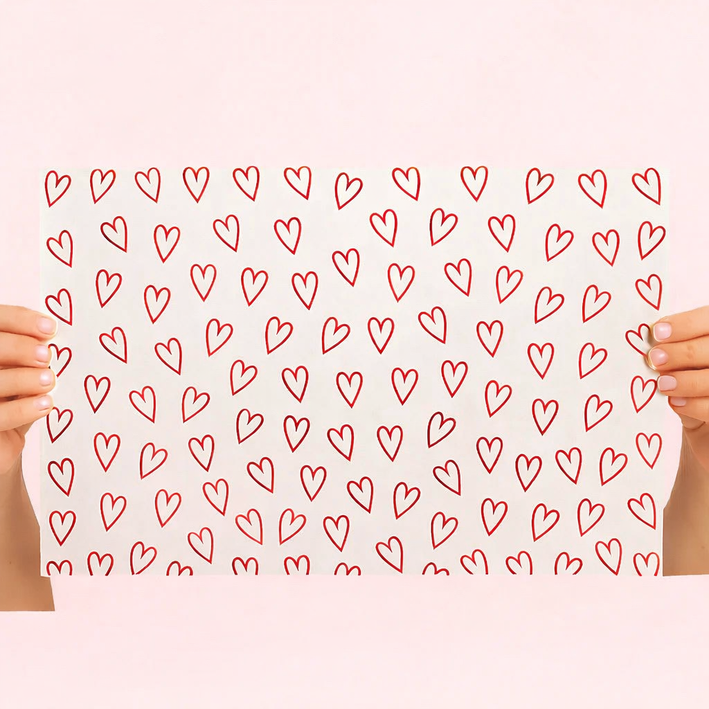 Papel Manteca Corazones Rojo 27x40cm (cont. 25 hojas) - PM1.2