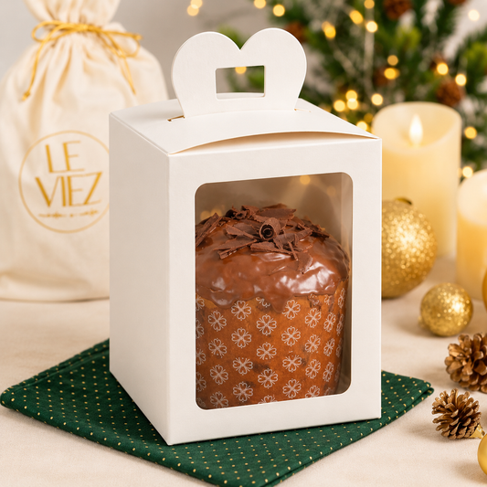 Caja para pan dulce 250 gr. con visor 10x10x14.5cm - 640823