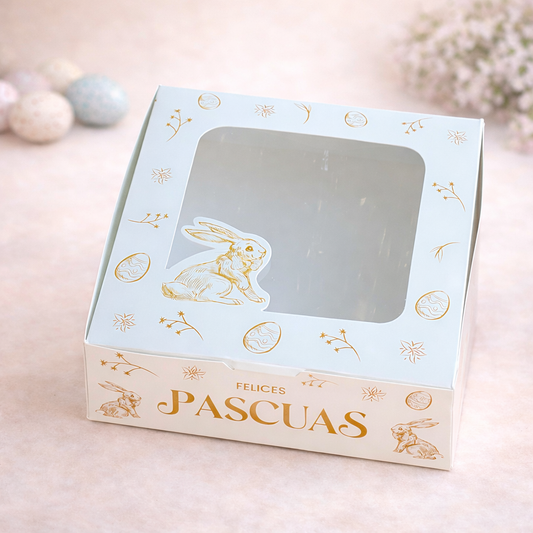 Caja 22x22x7cm - p/ Rosca Pascua Dorado