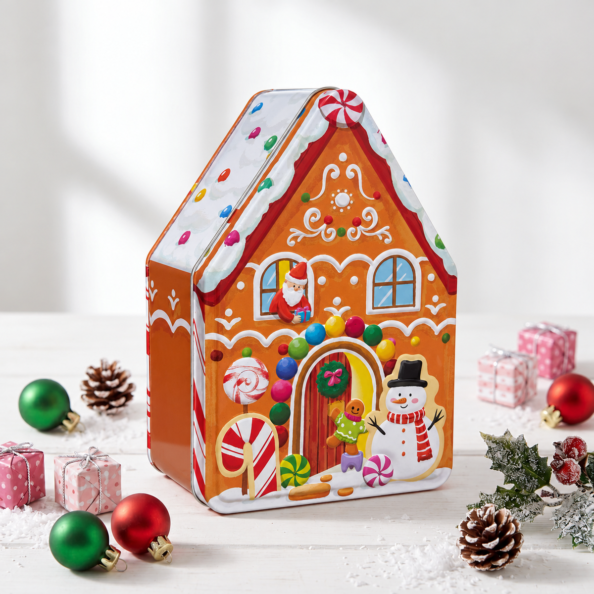 Lata Casa Navidad 17x11x6.2cm
