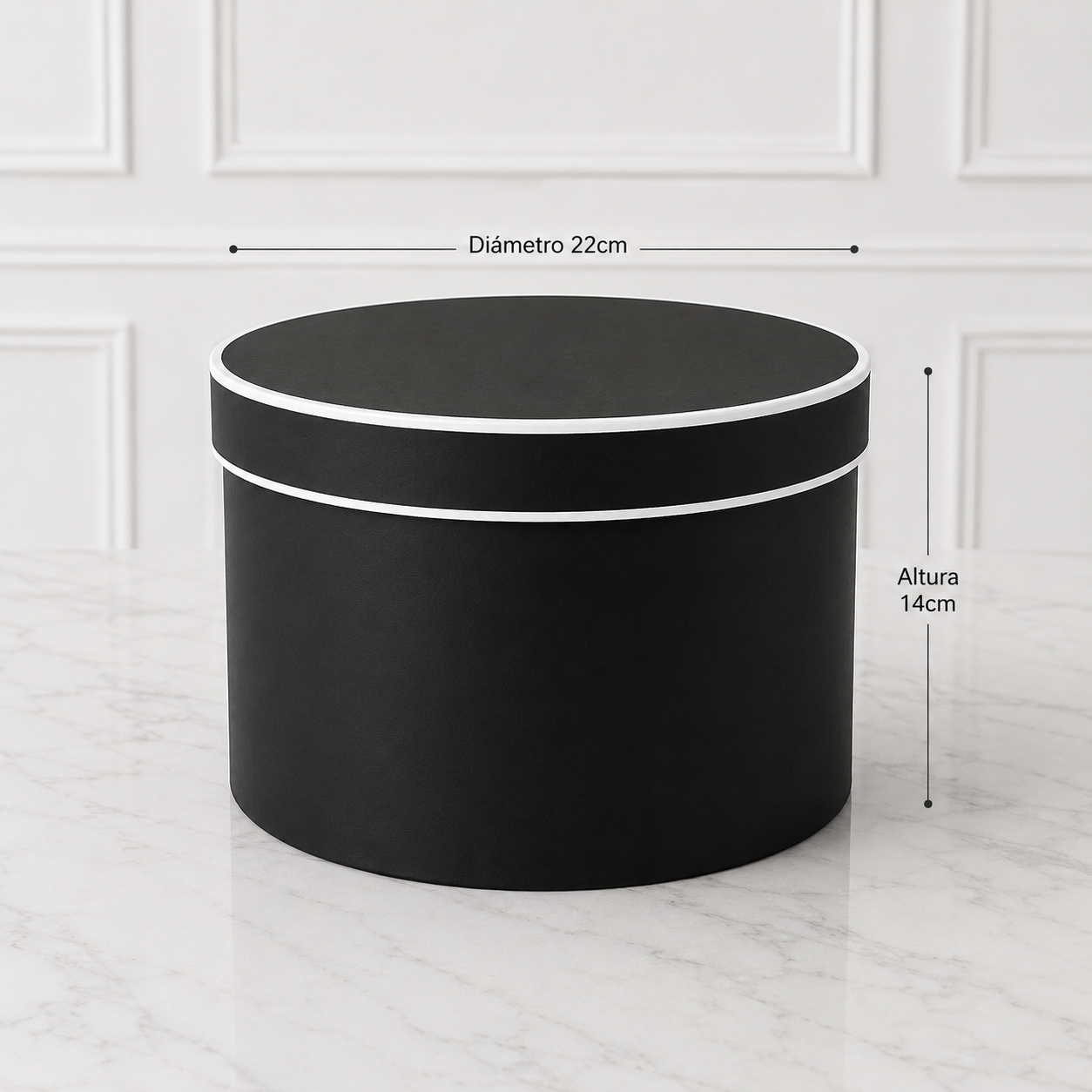 CAJA REDONDA NEGRO 22CMX 14CM - COD 642018