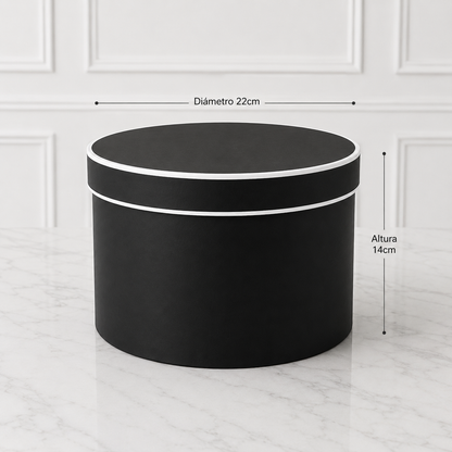 CAJA REDONDA NEGRO 22CMX 14CM - COD 642018
