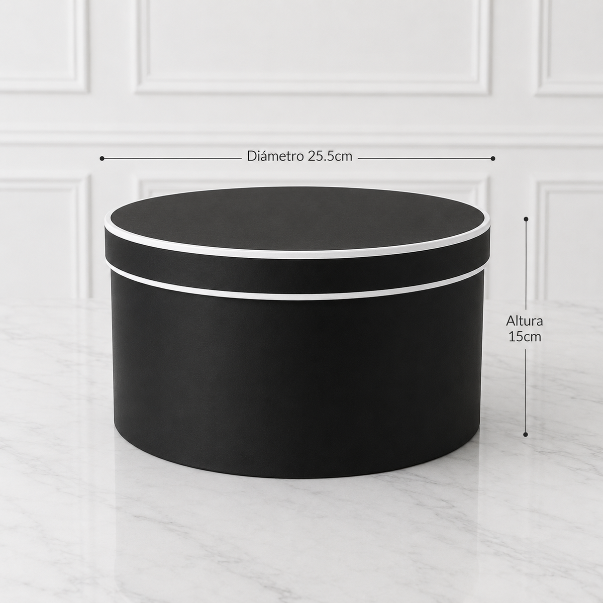 CAJA REDONDA NEGRO 25.5x15cm - 642019