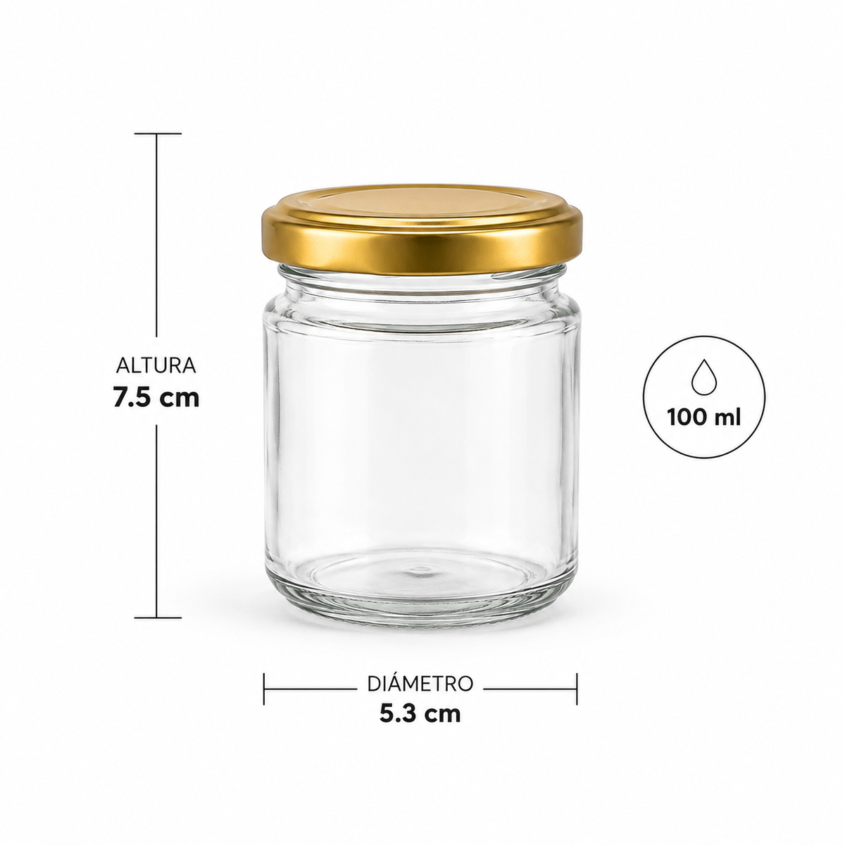 BOTELLA DE VIDRIO TAPA DORADA 100ML