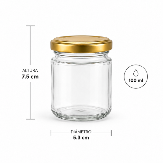 BOTELLA DE VIDRIO TAPA DORADA 100ML