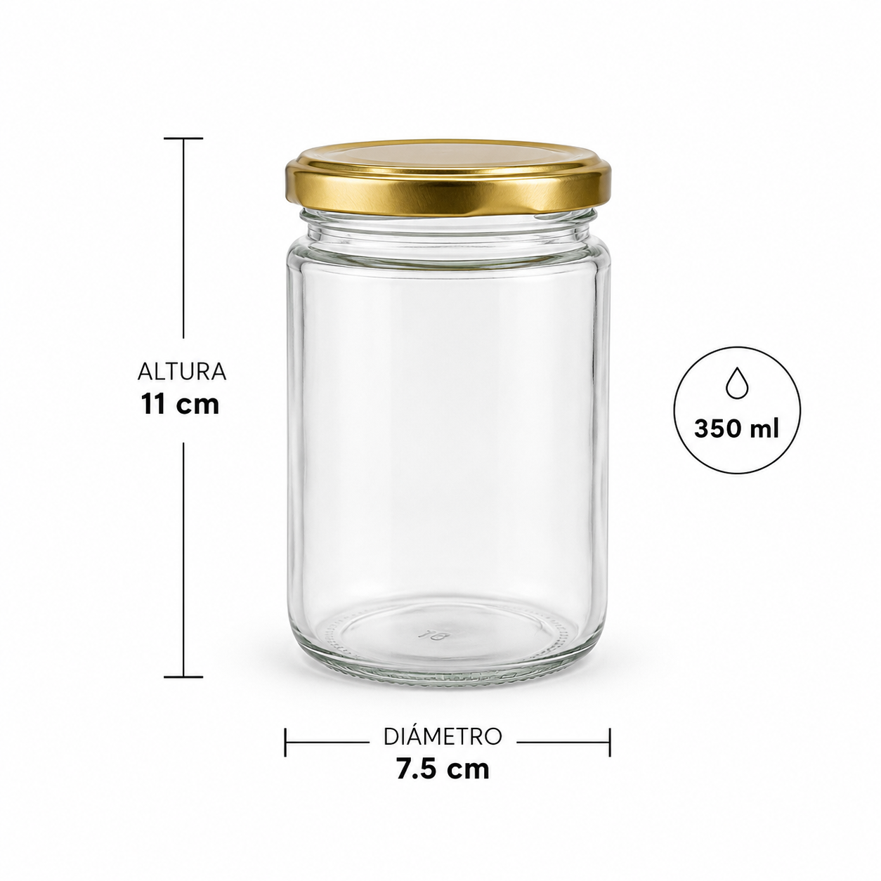 BOTELLA DE VIDRIO TAPA DORADA 350ML