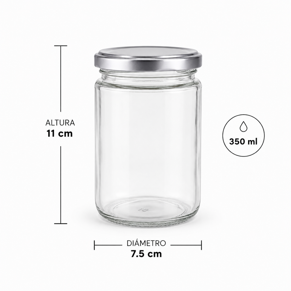 BOTELLA DE VIDRIO TAPA PLATA 350ML