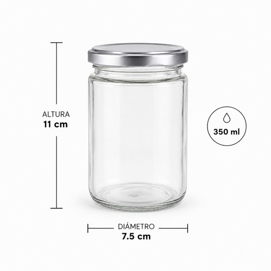 BOTELLA DE VIDRIO TAPA PLATA 350ML