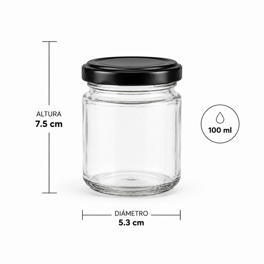 BOTELLA DE VIDRIO TAPA NEGRA 100ML