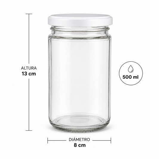 BOTELLA DE VIDRIO TAPA BLANCA 500ML