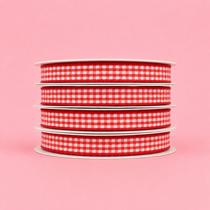 CINTA 1CM X 45 METROS - CUADROS ROJO