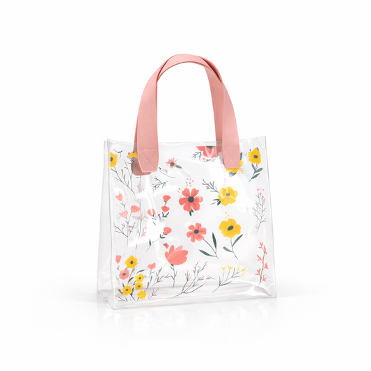 Bolsa PVC Flores Rosa 20x10x18cm - COD 642376