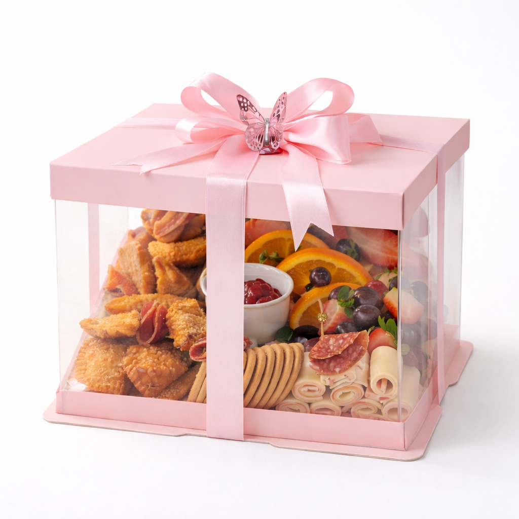 CAJA 26X26X18CM ROSA TRANSPARENTE - COD 642411