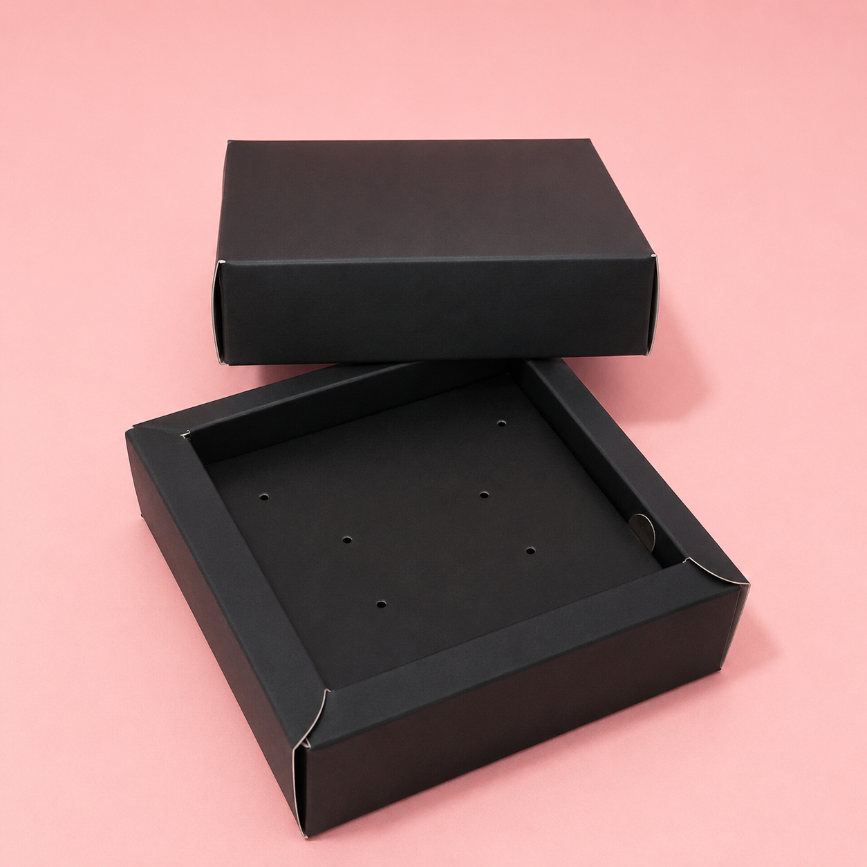Caja 9x9x3cm para Joyas Negro - Tapa separada