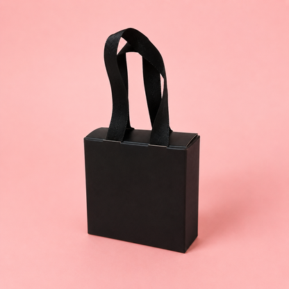 Caja 9x9x3cm para Joyas Negro - Tipo Bolso