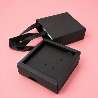 Caja 9x9x3cm para Joyas Negro - Tipo Bolso