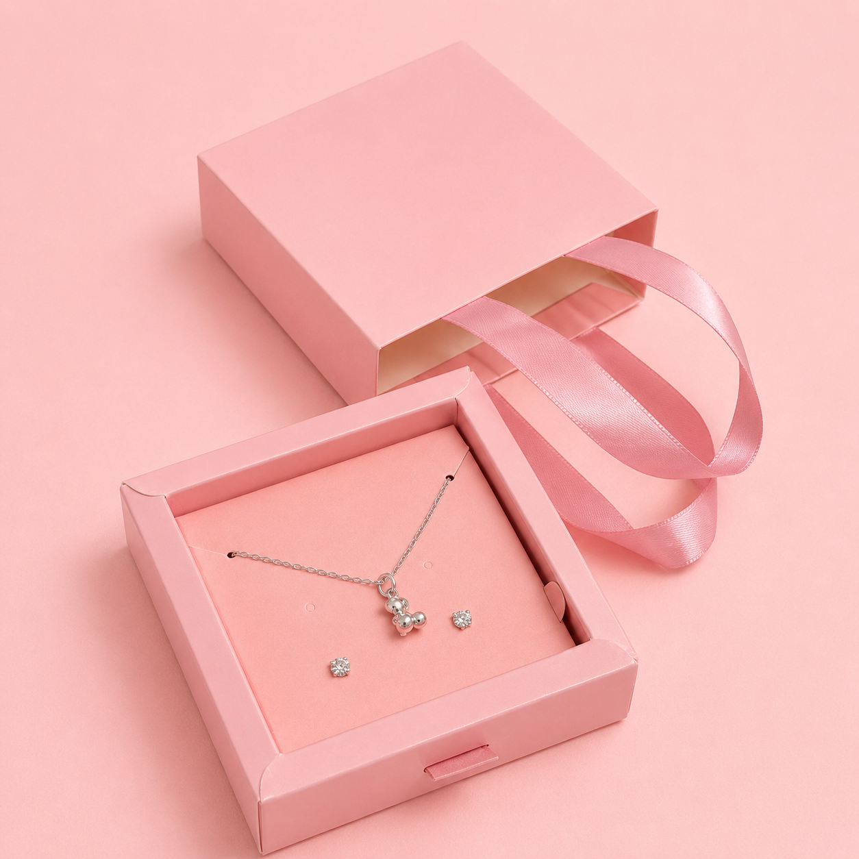 Caja 9x9x3cm para Joyas Rosa - Tipo Bolso