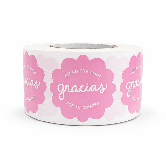 Sticker “Hecho con amor” 4cm - rollo (contiene 500 unidades)