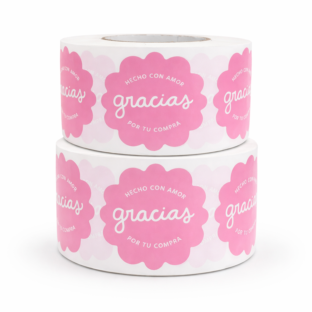 Sticker “Hecho con amor” 4cm - rollo (contiene 500 unidades)