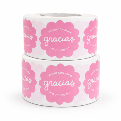 Sticker “Hecho con amor” 4cm - rollo (contiene 500 unidades)