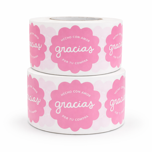 Sticker “Hecho con amor” 4cm - rollo (contiene 500 unidades)