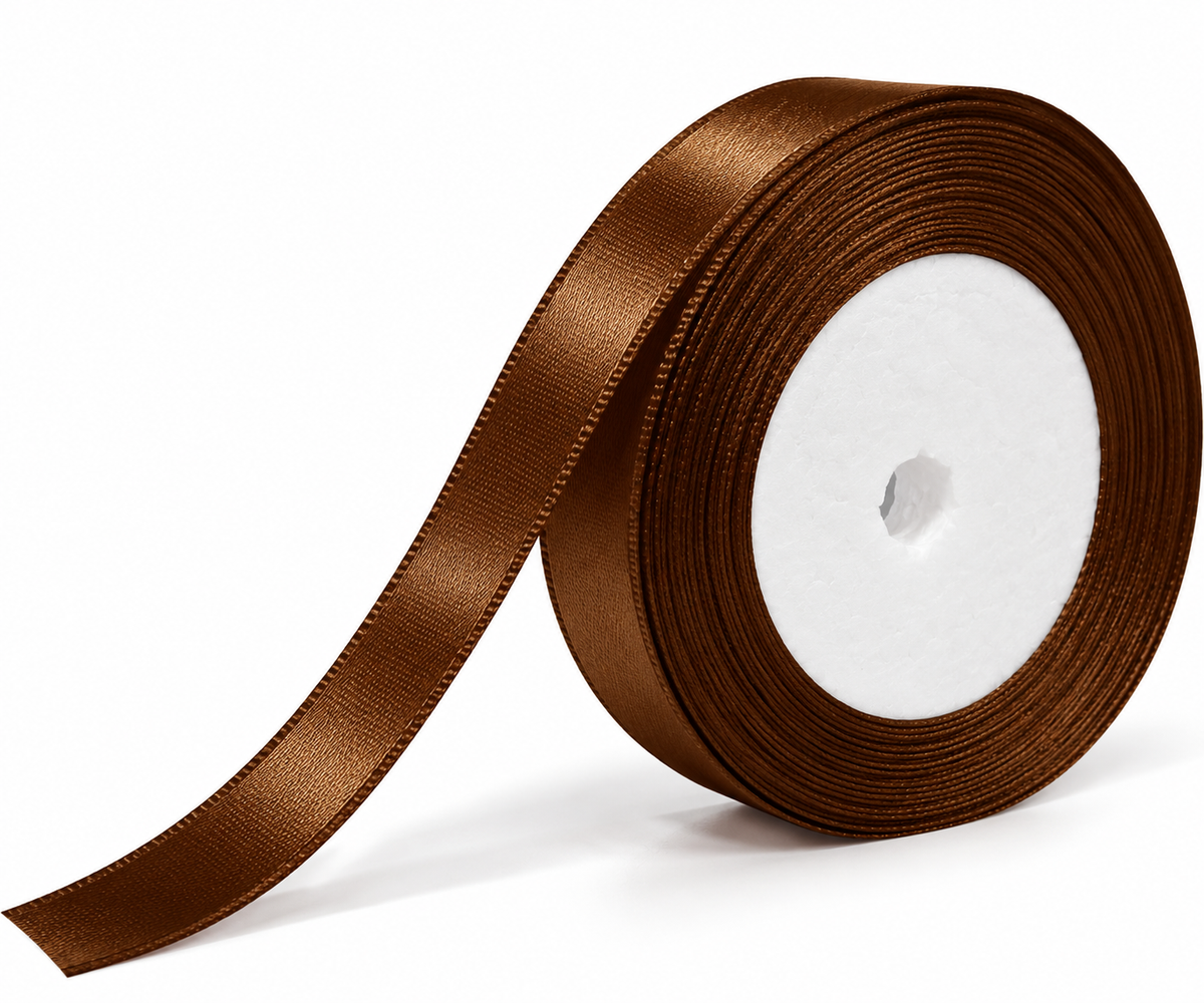 CINTA RASO 1CM X 20 METROS - MARRON OSC.