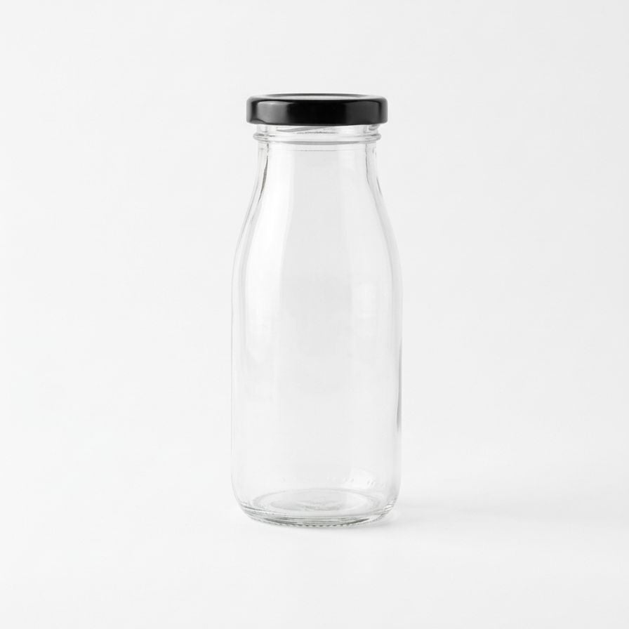 BOTELLA DE VIDRIO TAPA NEGRA 250ML