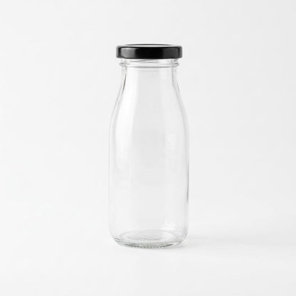 BOTELLA DE VIDRIO TAPA NEGRA 250ML