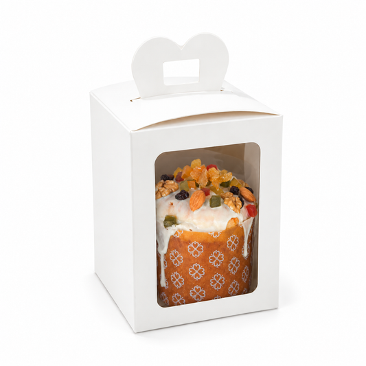 Caja para pan dulce 250 gr. con visor 10x10x14.5cm - 640823