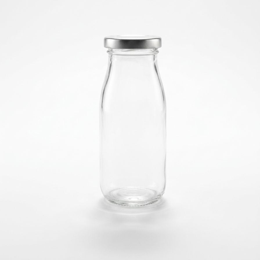 BOTELLA DE VIDRIO TAPA PLATA 250ML