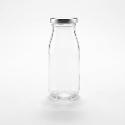 BOTELLA DE VIDRIO TAPA PLATA 250ML