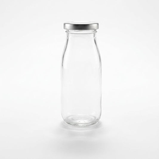 BOTELLA DE VIDRIO TAPA PLATA 250ML