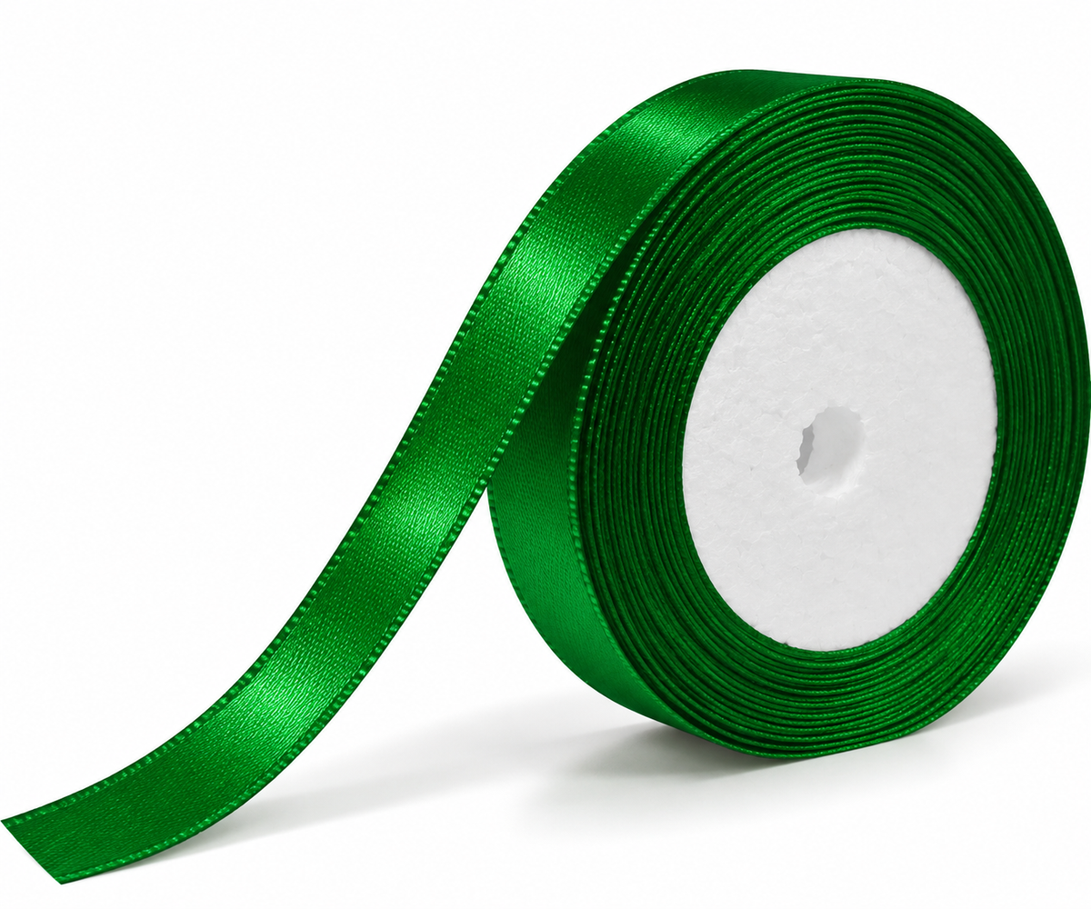 CINTA RASO 1CM X 20 METROS - VERDE ESMERALDA