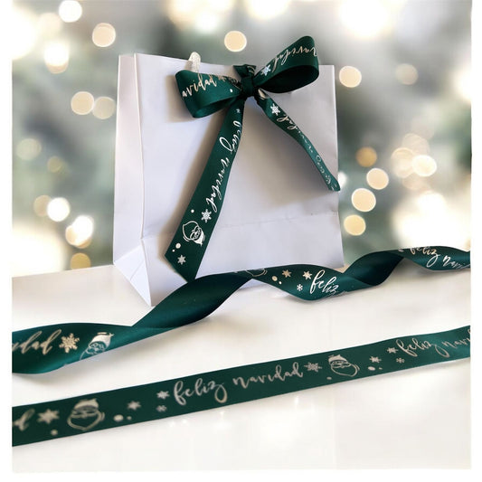 Cinta Feliz Navidad Verde 2cm x 10 metros - COD 642223