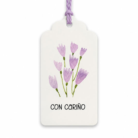 Tags “con cariño” Flores Lila - contiene 10 unidades - COD 641343