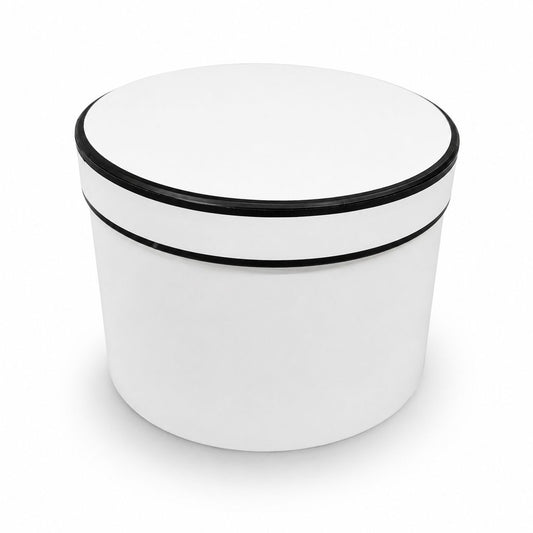 Caja Premium Redonda Blanco con Borde Negro pequeño