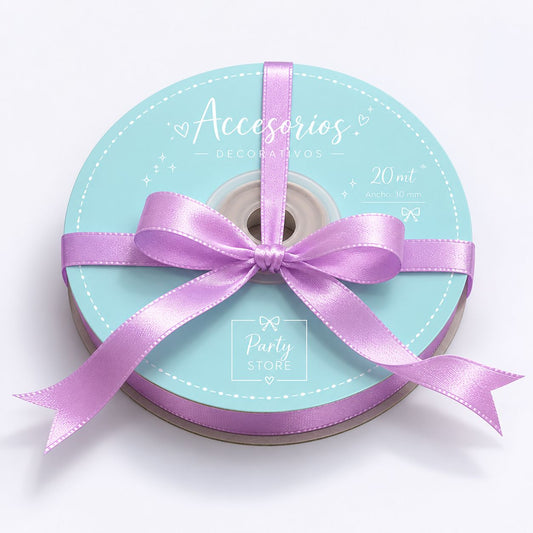 CINTA RASO 1CM X 20 METROS - lila pastel