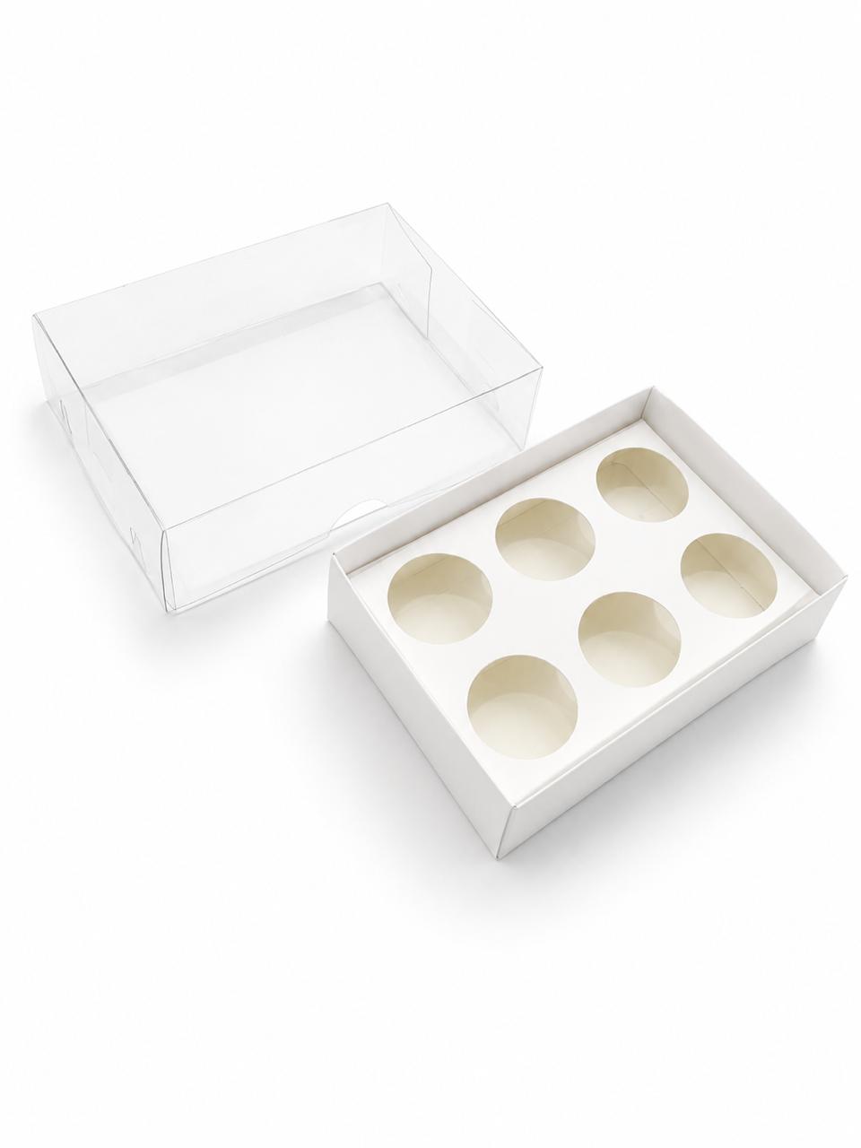 CAJA 12x8.5x3.5cm P/ 6 BOMBONES con tapa de acetato